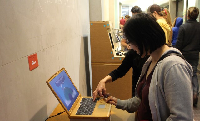 Hand-painted laptops at Pop-Up Arcade