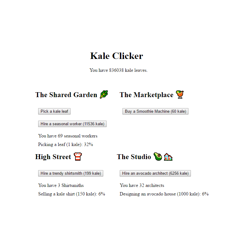 Kale Clicker screenshot