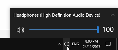 The Windows volume slider set to maximum